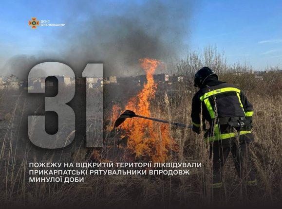 За добу на Прикарпатті ліквідували 31 пожежу