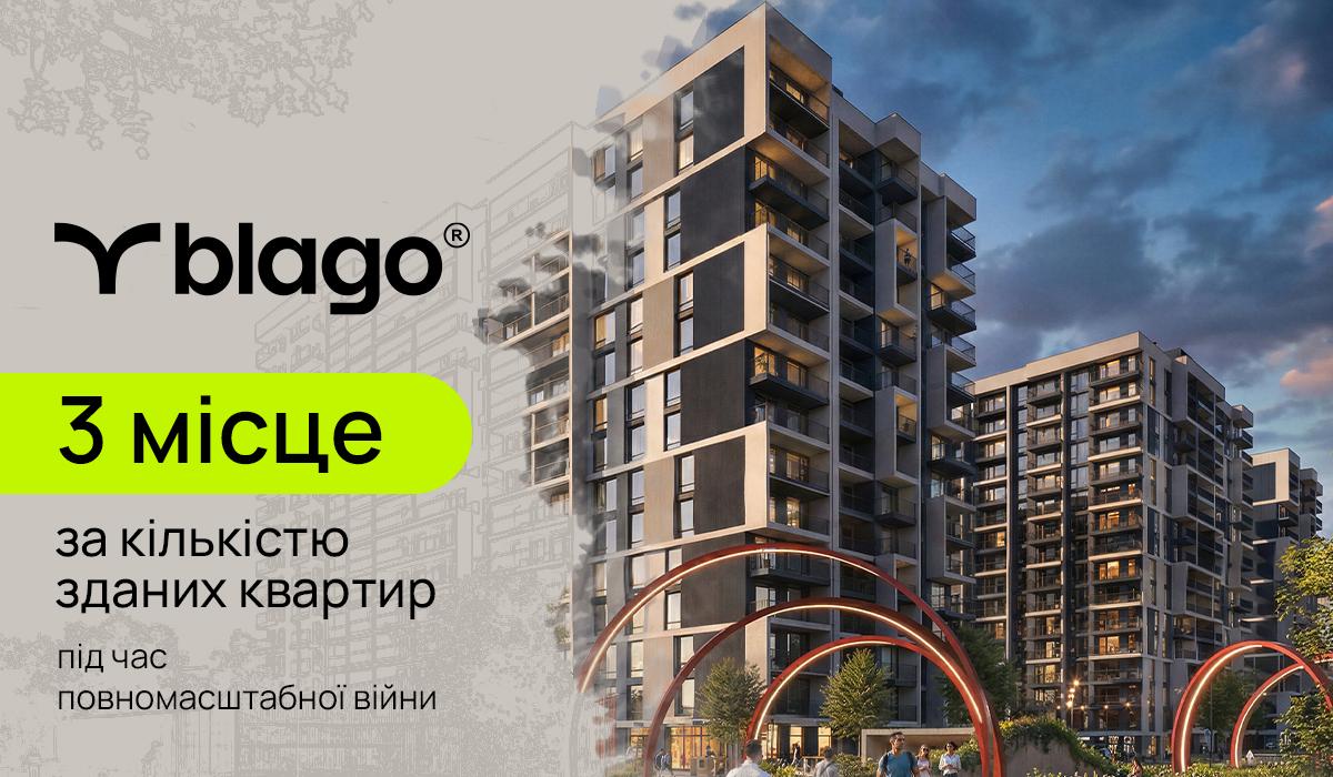 Будуємо попри виклики війни: blago - в трійці лідерів національного рейтингу забудовників