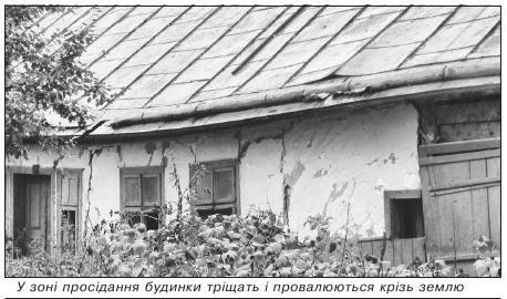У зоні просідання будинки тріщать і провалюються крізь землю